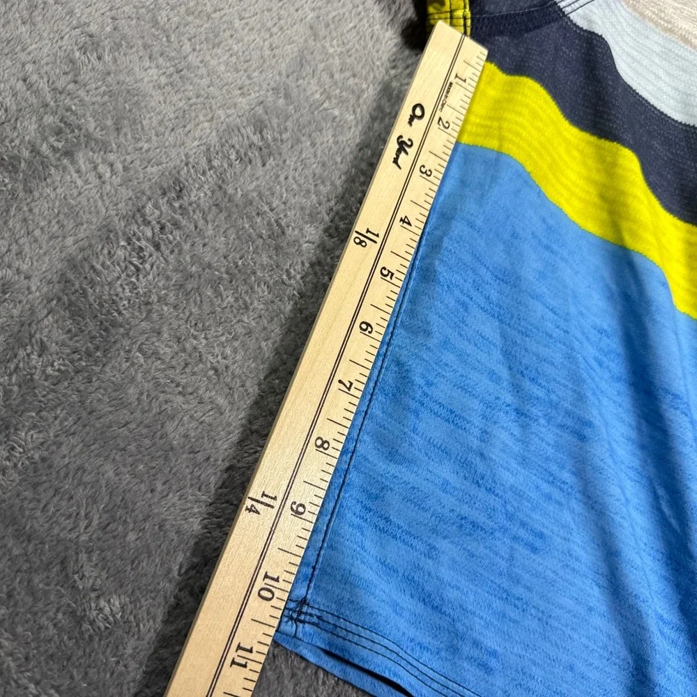 Quiksilver Mens Striped Board Shorts Blue Yellow Size 30 Logo Surf Swim Trunks